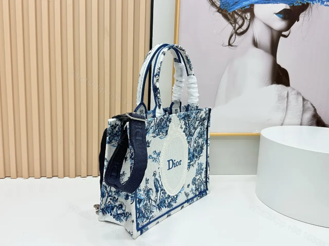 View 7 of Refined Toile de Jouy Tote: Everyday Luxury Statement