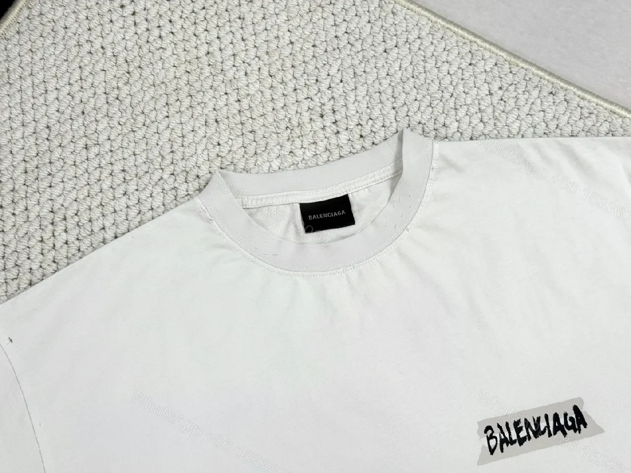 View 6 of White Cotton Tee with Minimalist Luxury Patch