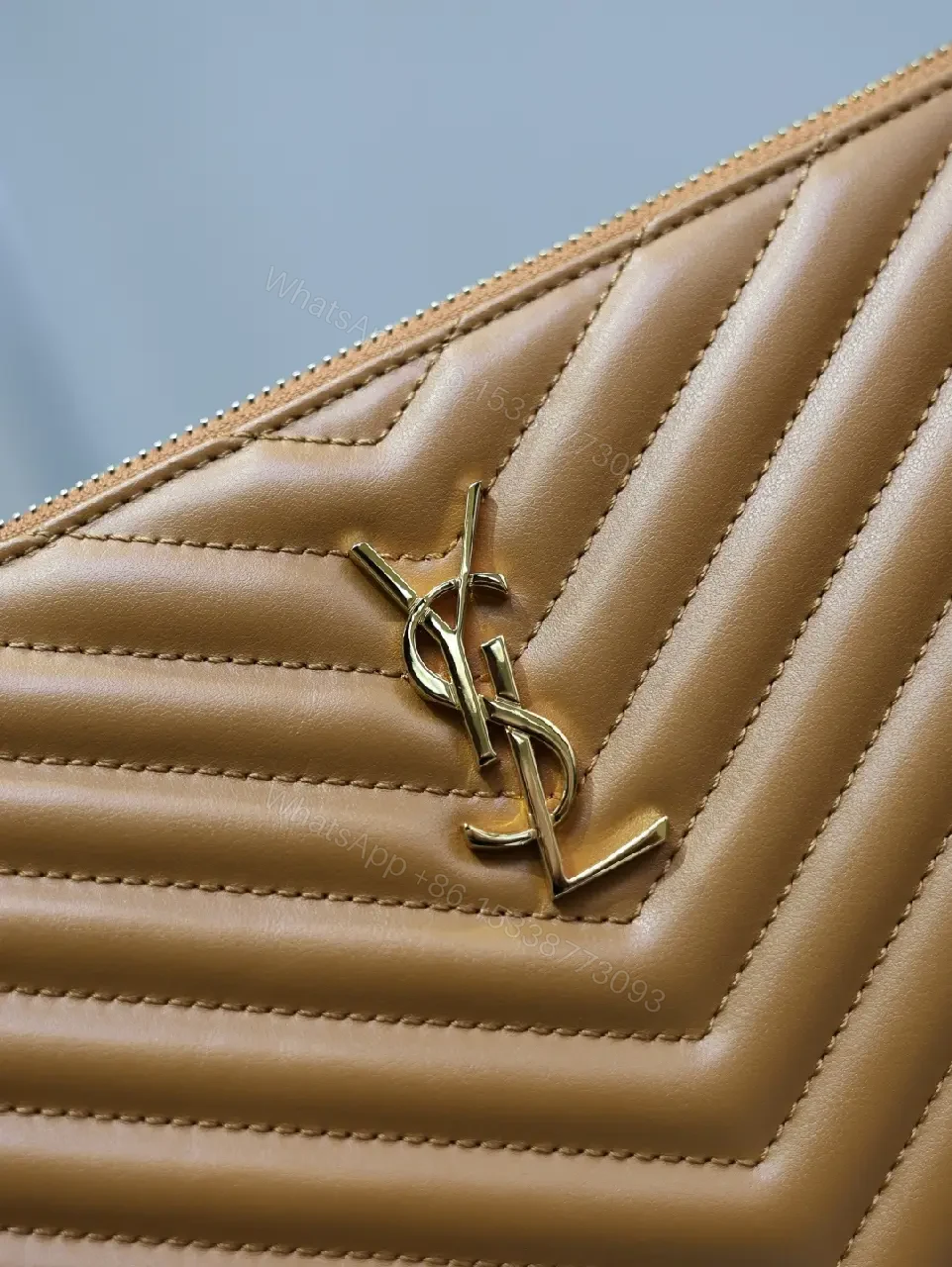 View 5 of Quilted Leather Chevron Clutch with Wrist Strap - Day-to-Night Carry