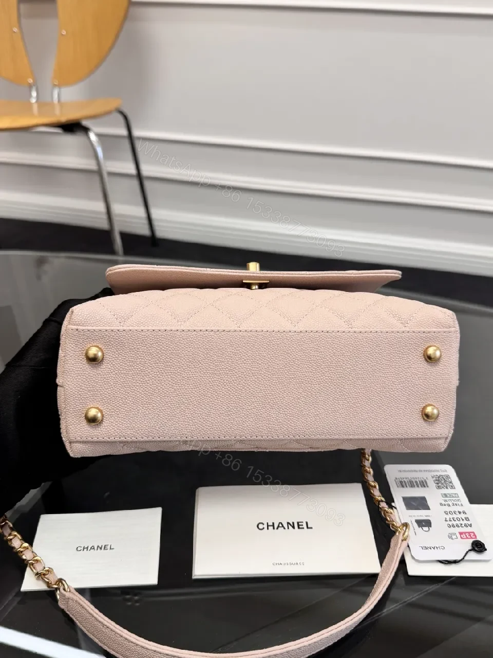 View 3 of Soft Pink Quilted Mini Bag with Gold Chain — Chic Everyday Luxury