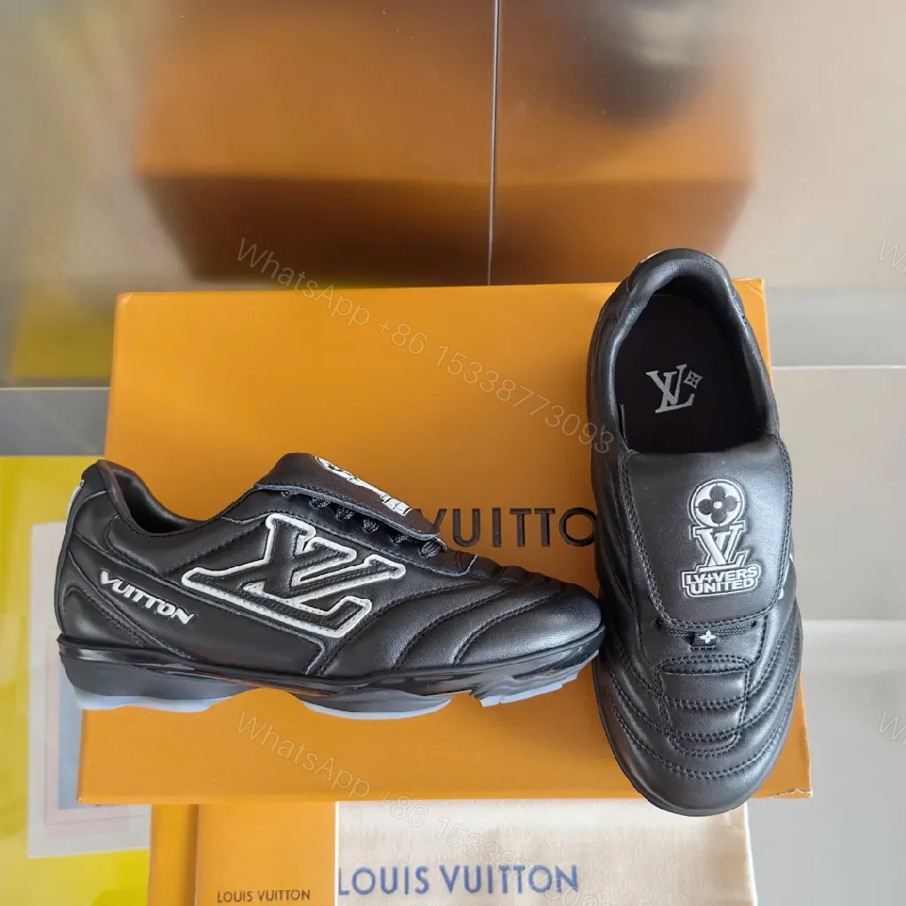View 5 of Lux Black Leather High-Tops: Subtle LV-Inspired Comfort