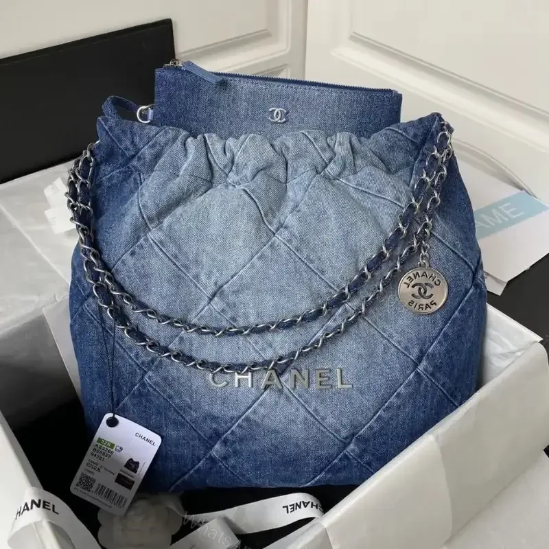 Chanel 22 Small Denim Hobo Bag — view 1