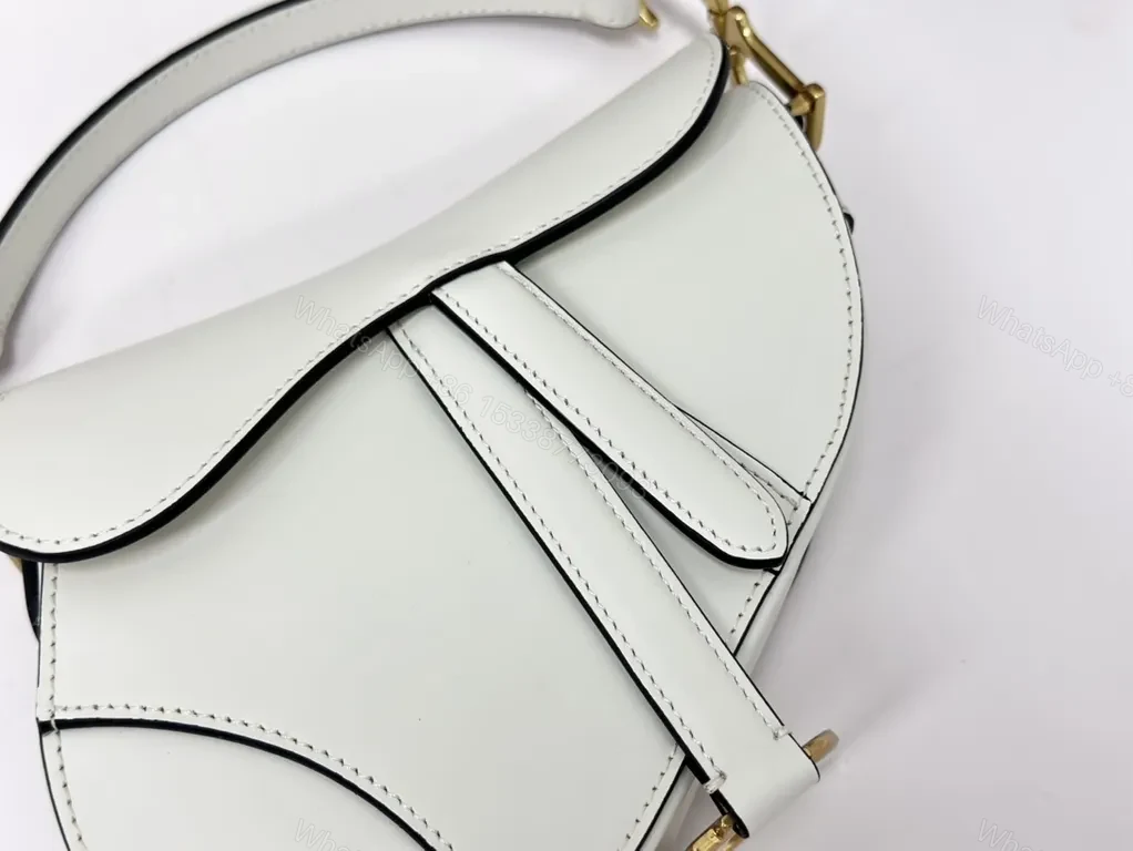 View 9 of Compact Dior-Inspired White Saddle Bag: Luxe Crossbody