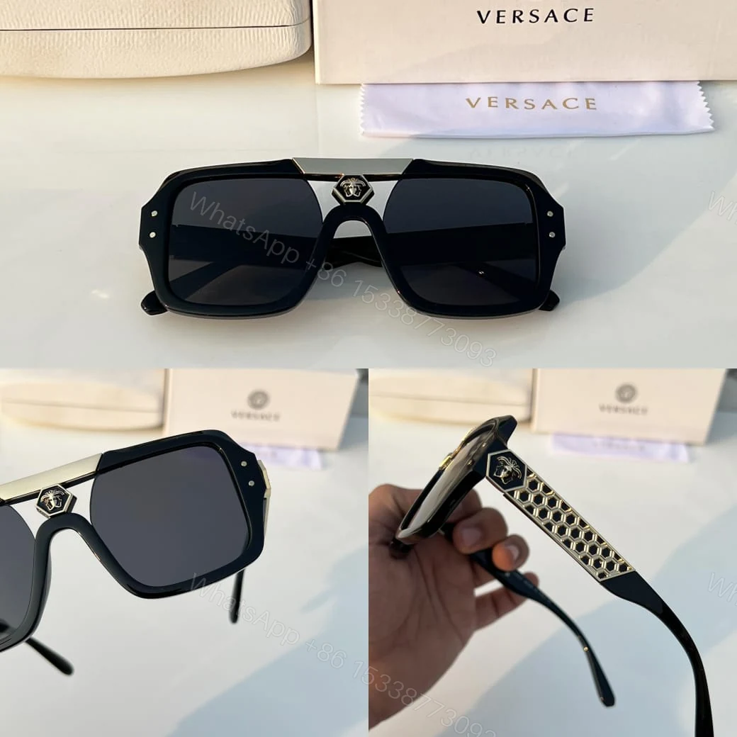 View 5 of Versace Rectangular Sunglasses Gray/Black