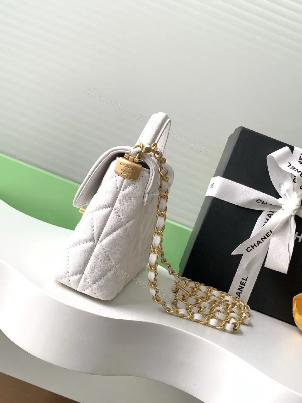 View 3 of Quilted Mini Bag: Gold Chain, Luxury Casual Chic