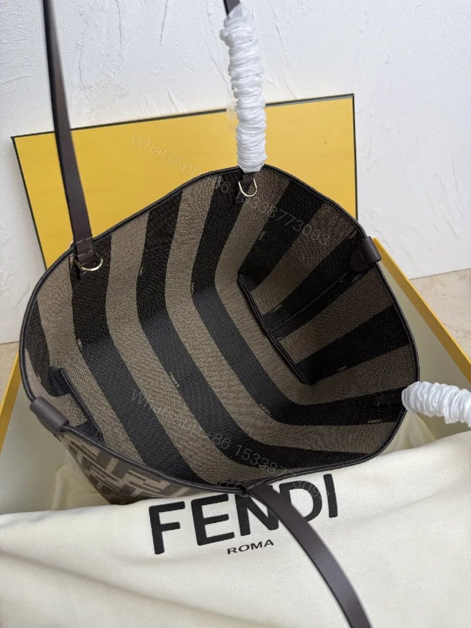 View 3 of Patterned Luxury Tote: Monogram Patterned Exterior, Spacious Tote Bag