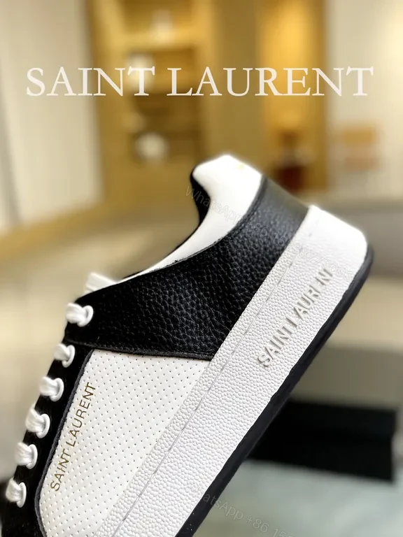 View 7 of Monochrome Leather-Textured Low-Tops with Subtle Accents Sneakers