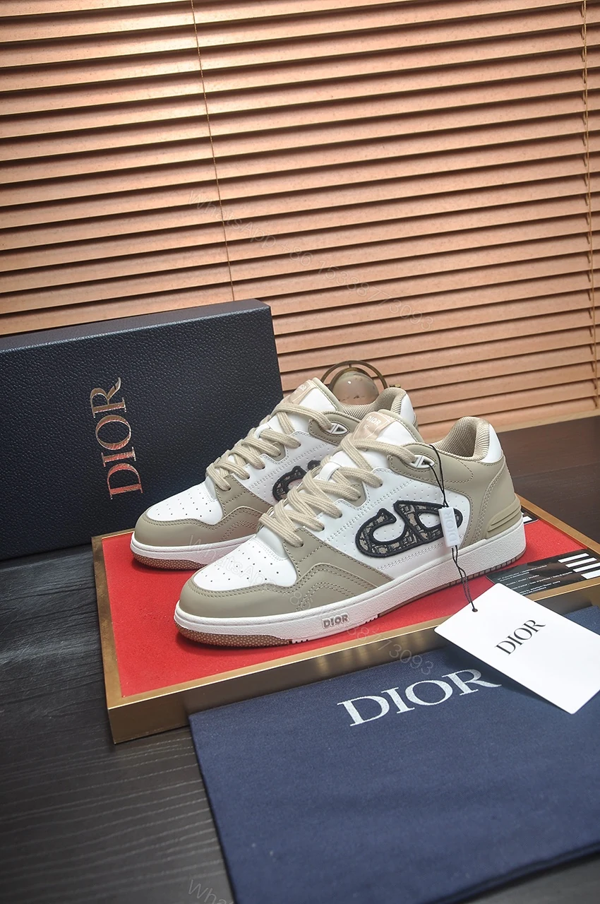 View 2 of Dior B57 low-top sneakers in beige and white smooth calfskin