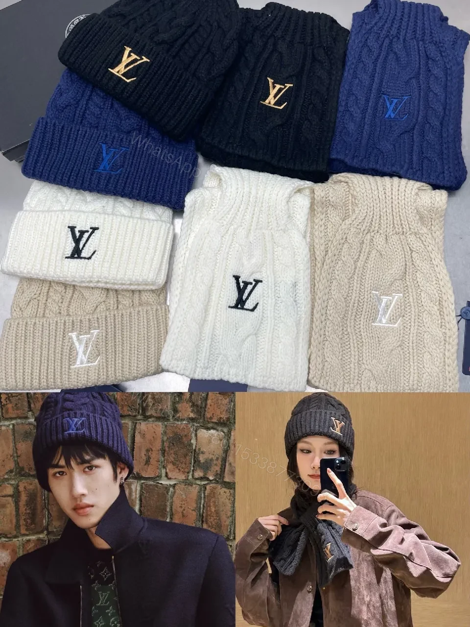 View 10 of Textured Knit Set – Cozy Luxury Winter Scarf & Beanie