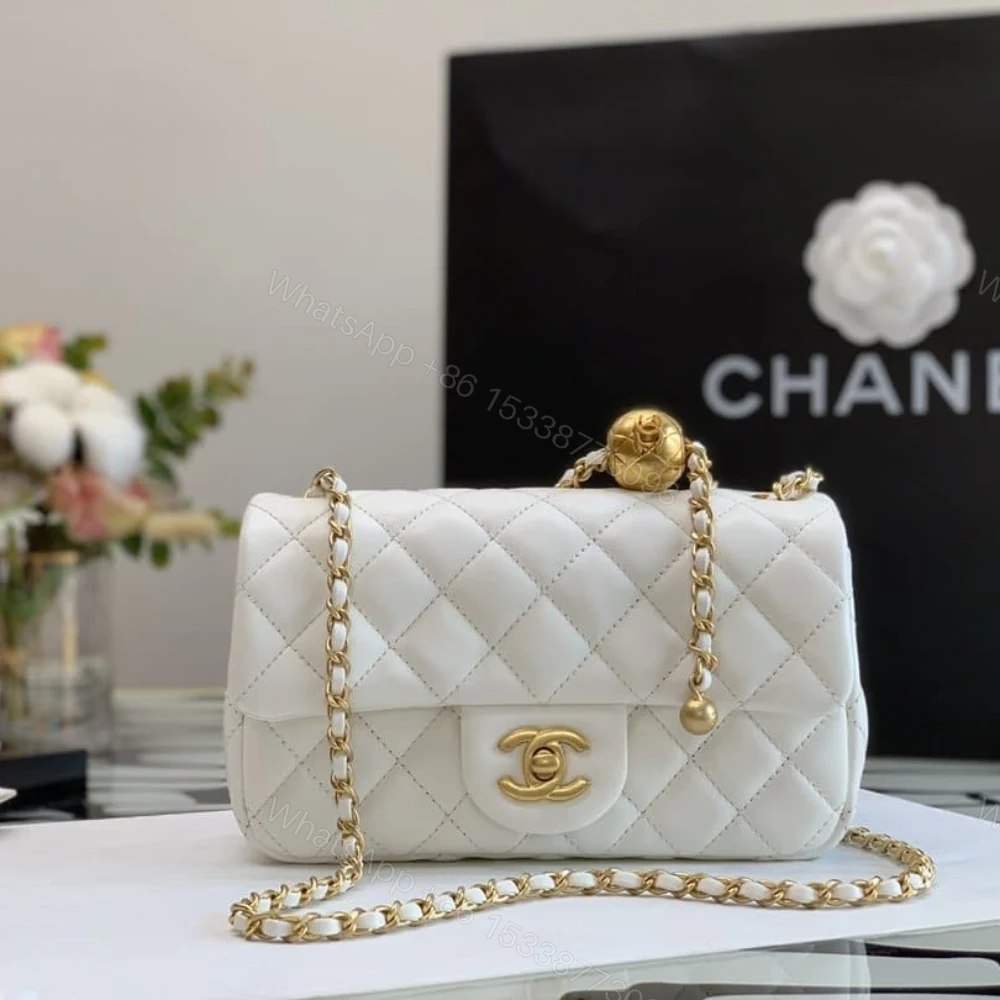 View 3 of Chanel Quilted Mini CC Pearl Crush Rectangular Flap White 20Cm