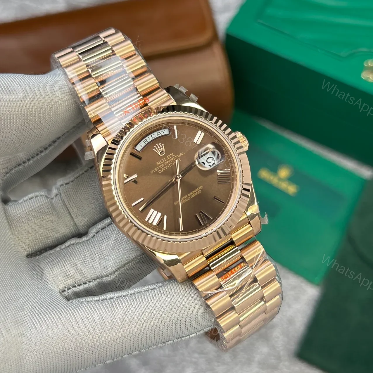 View 4 of Replica Rolex Day-Date II Chocolate Dial 218235 40mm