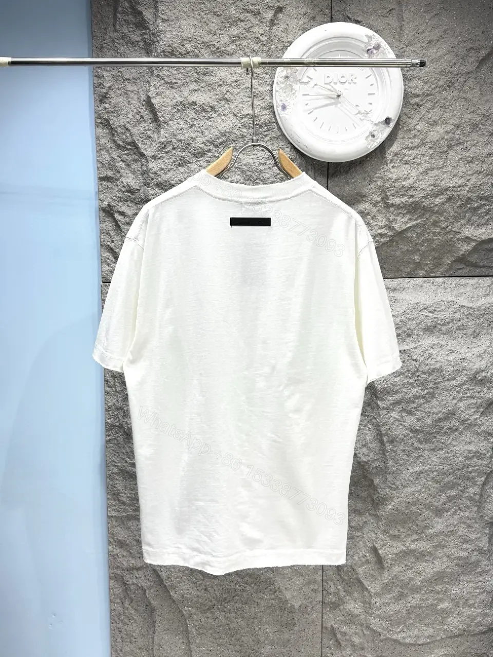 View 7 of White Cotton Crew-Neck T-shirt: Psychological Balenciaga Print