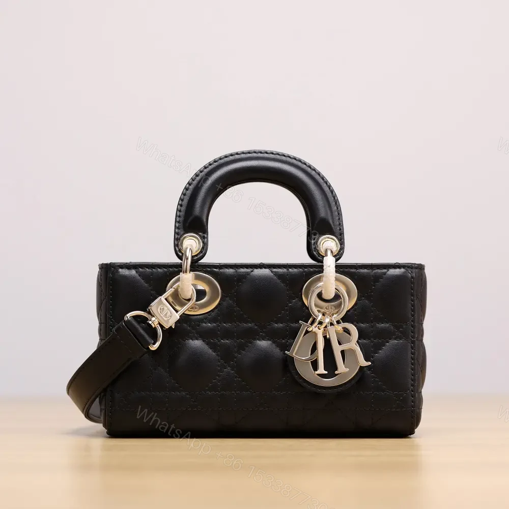 高仿Dior*LadyDJoy系列S0636M900小羊皮戴妃包黑色Mini免檢版 — view 1