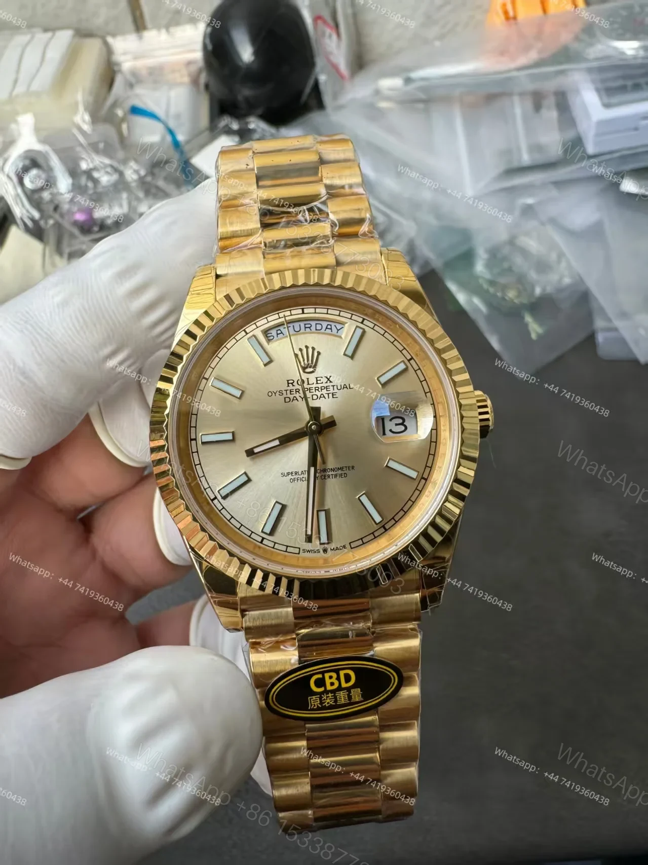 View 4 of Rolex Day-Date M228238-0003 1:1 Replica Gold Dial 40MM 3255 Movement Presidential Bracelet Super Clone Watch
