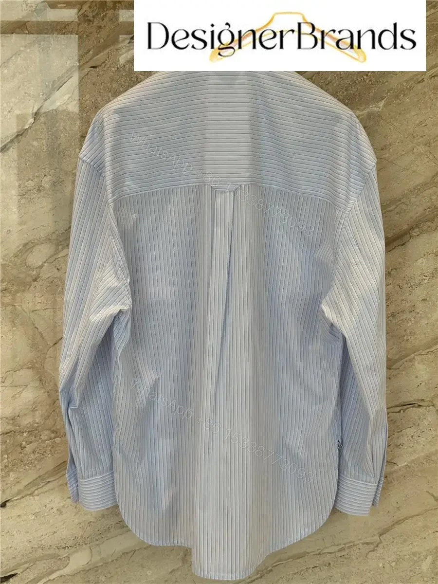 View 6 of Chanel Blue and White Striped Cotton Poplin Shirt