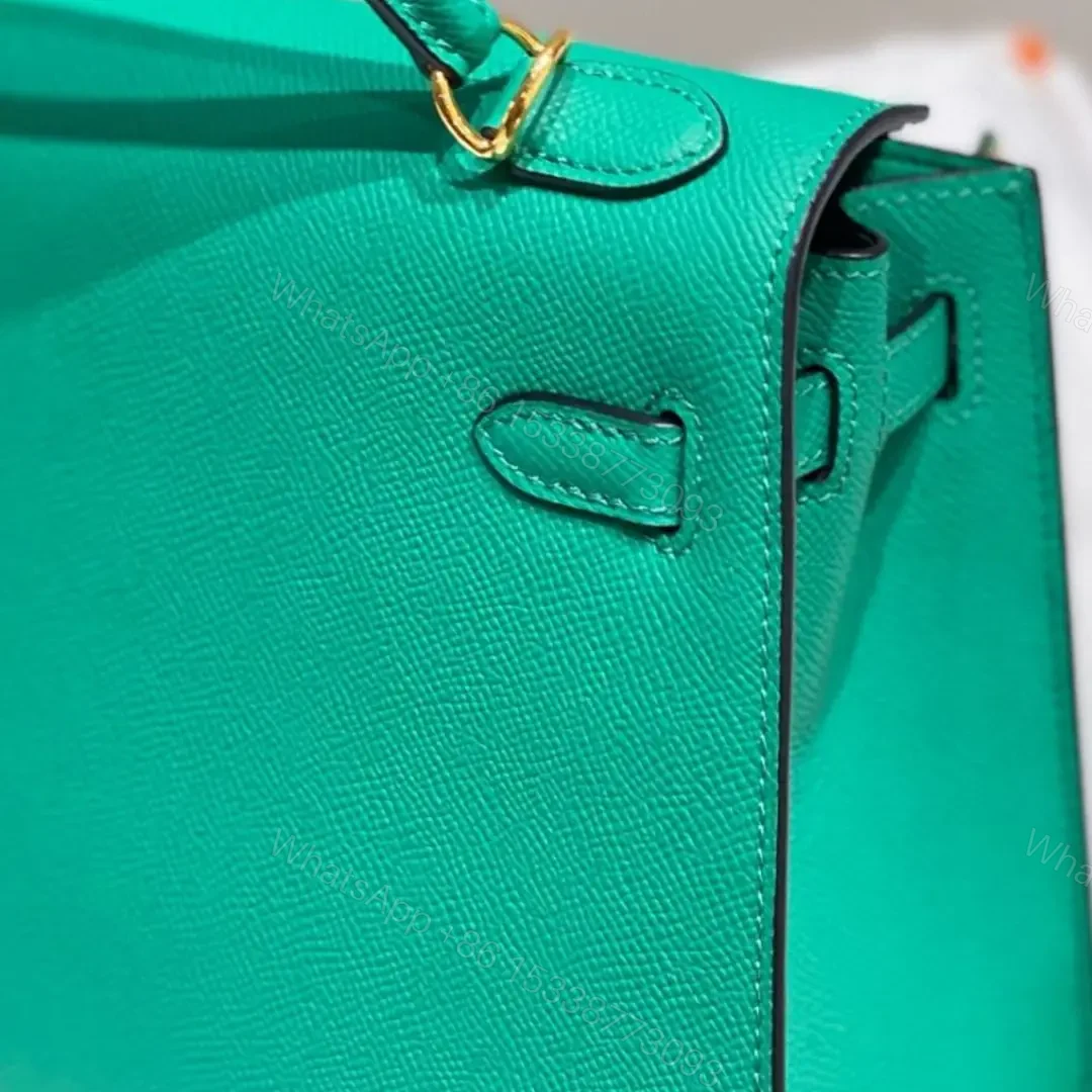 View 5 of Replica Hermes Kelly 25cm Sellier Bag In Vert Jade Epsom Leather