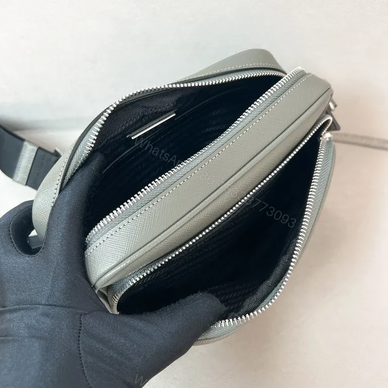 View 9 of Prada Saffiano Compact Luxury Crossbody: Subtle Texture