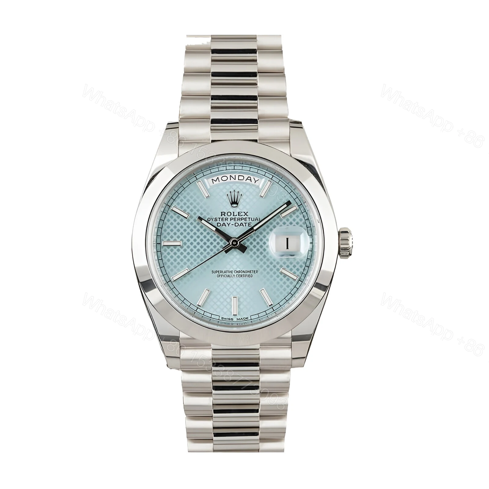 Rolex Day Date Ice Blue Baguette Dial Platinum Presidential 228206 Replica — view 1