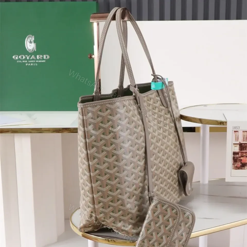 View 3 of 高仿Goyard*STLOUIP10滿印Tote手提袋咖綠免檢版小號