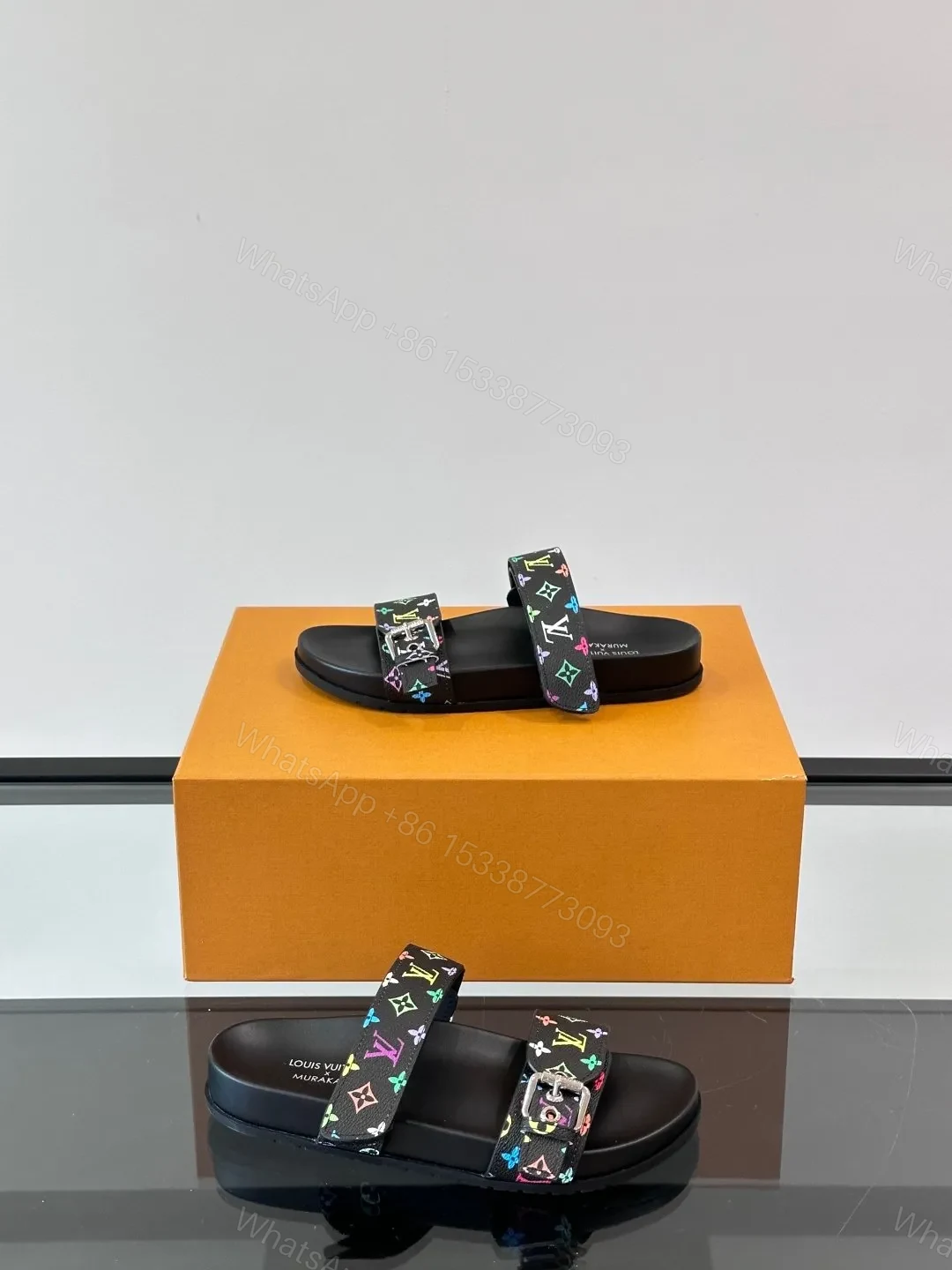 View 4 of LV Men Black Multicolor Canvas Straps Sandals