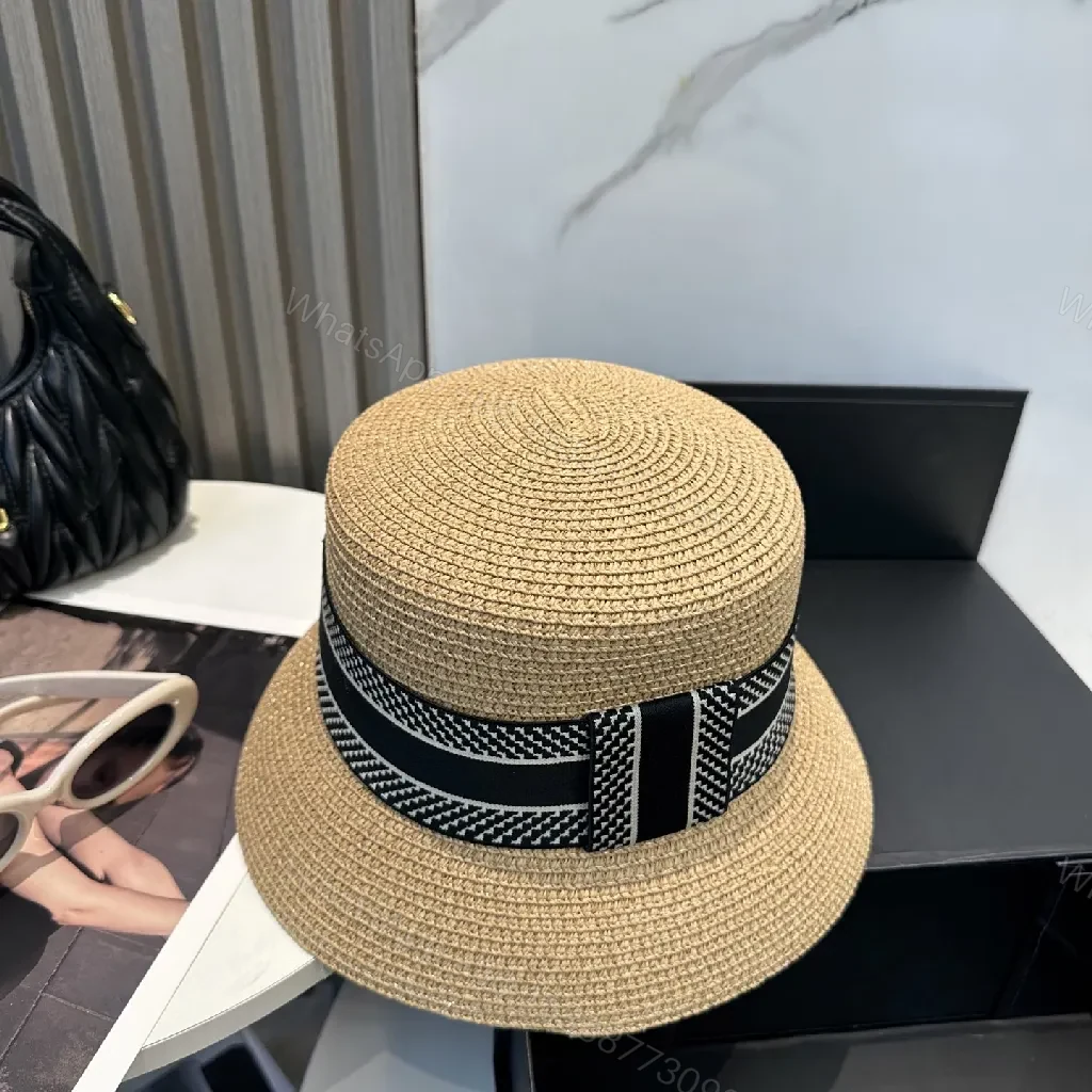 View 6 of Natural Straw Hat with Designer Band, Sun-Brim Style