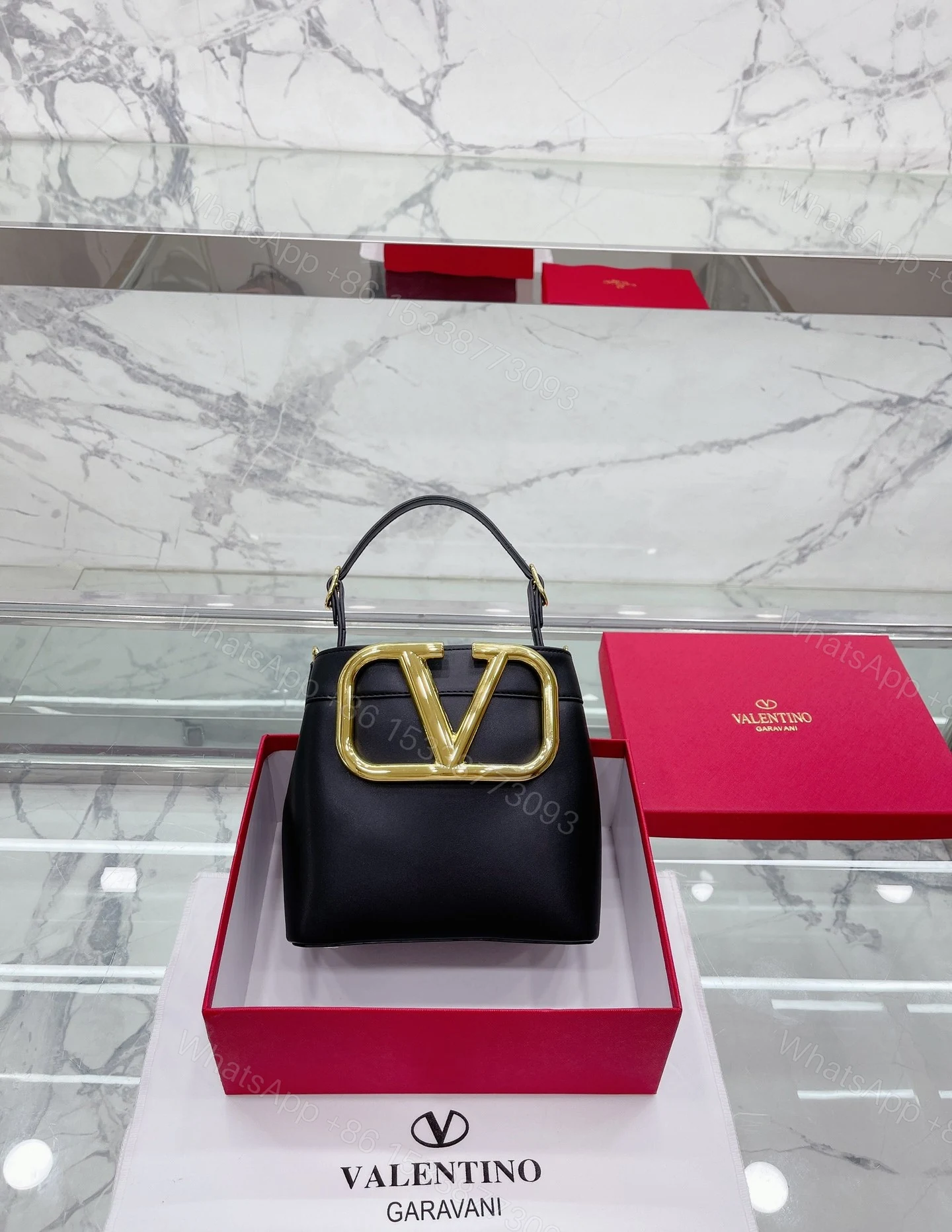 View 3 of VALENTINO GARAVANI SUPERVEE BUCKET BAG BLACK 20CM