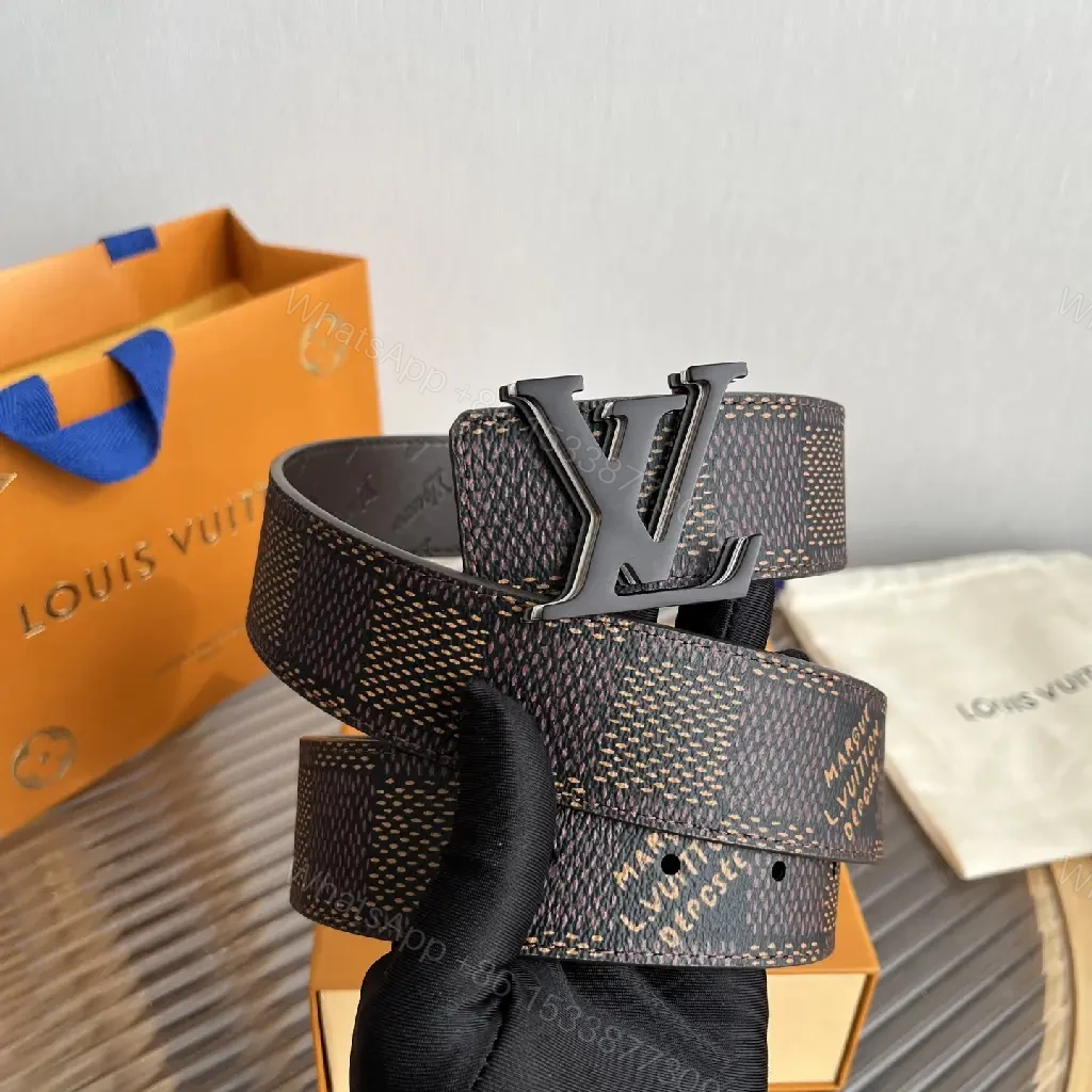 View 8 of Dark Gray Speckled Belt with LV Monogram Buckle Belt