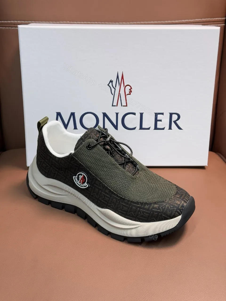 View 9 of Olive Knit Runner: Premium Textured Mesh Sneakers