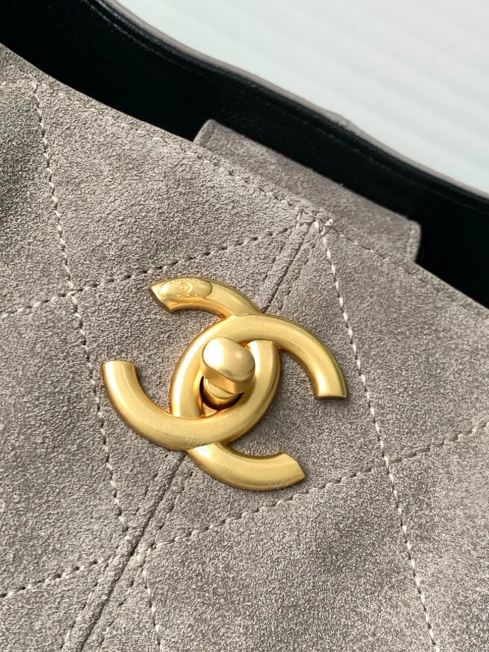 View 8 of Two-Tone Quilted Tote with Gold Chain Strap: Everyday Luxe Bag