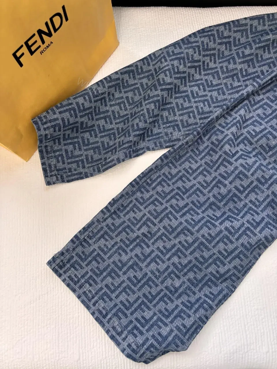 View 4 of Bold Monogram Trousers: Luxe Patterned Comfort Fit