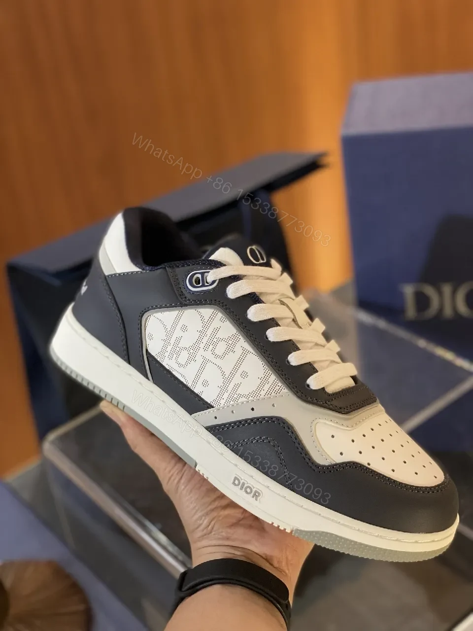 View 8 of Satin-White Leather Sneakers: Contrast Panels, Premium Craftsmanship