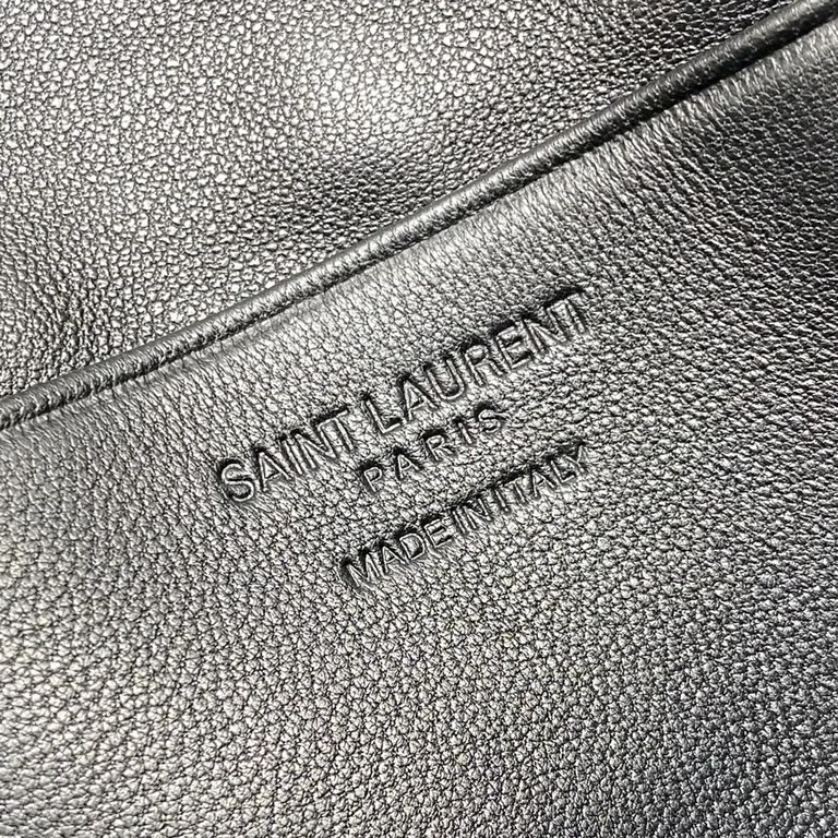View 7 of Chic Black Calfskin Clutch â€“ Gold-YSL Emblem, Crossbody