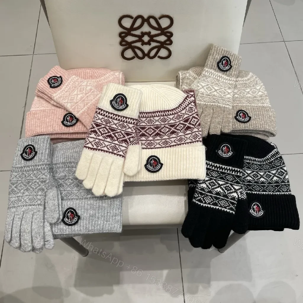 View 2 of Monochrome Knit Set: Premium Nordic-Patterned Warmth Accessories