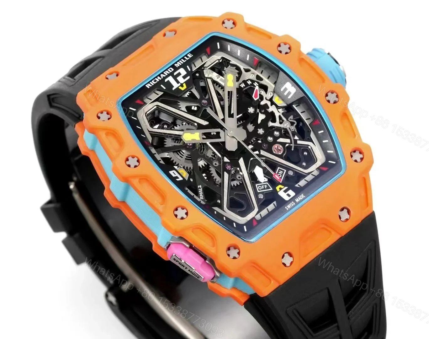 View 2 of Richard Mille RM35-03 Automatic Skeleton Watch Quartz Carbon NTPT Carbon TPT Fiber Case Integrated Movement Premium Edition RM35-03-AUTO-QCF-SK