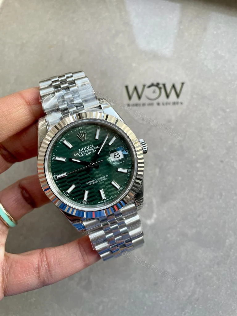 VSF Factory 1:1 Rolex Datejust 41mm 126334 904L SS Fluted Bezel Patterned Green MOTIF Dial VS3235 — view 1