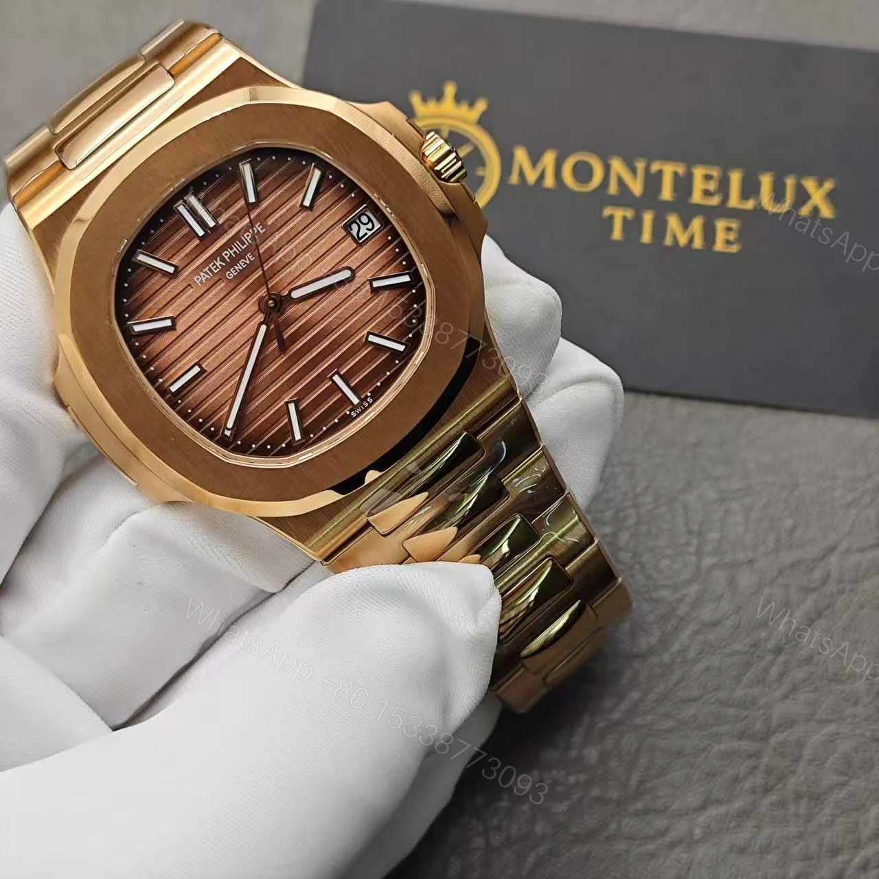 View 15 of Super Clone Replica Patek Philippe Nautilus – Rose Gold