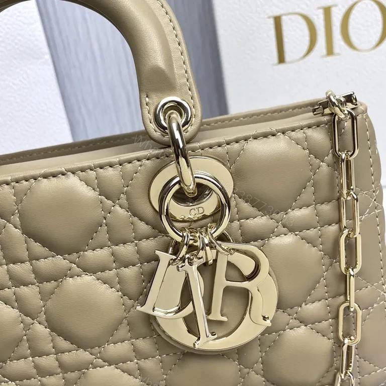 View 9 of Taupe Dior Quilted Calfskin Top-Handle Bag - Versatile Luxury