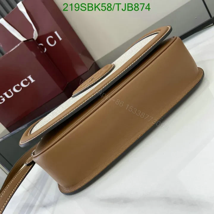 View 4 of Gucci Beige Top Handle Bag featuring Brown Leather Trim AY958