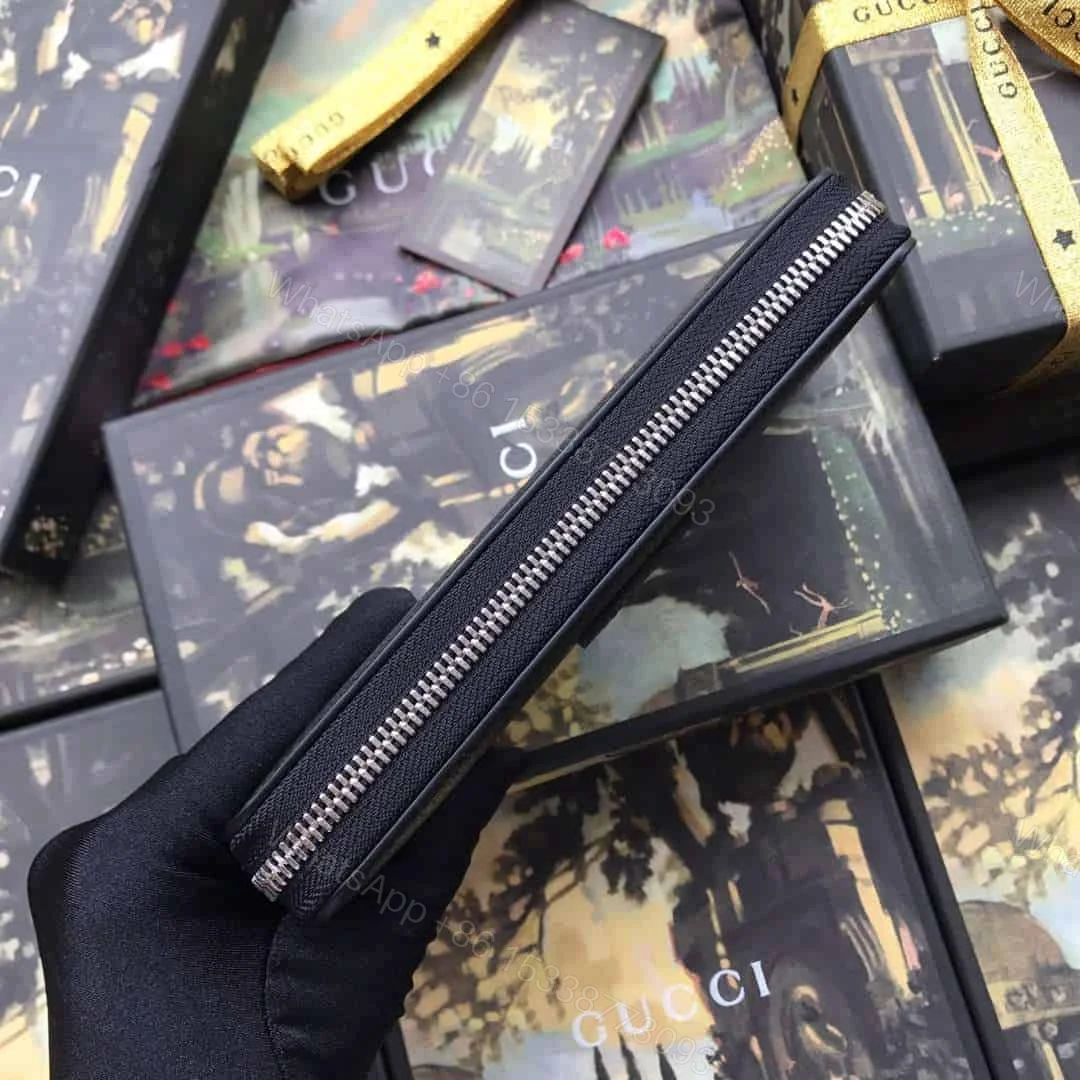 View 5 of GUCCI LEATHER ZIP AROUND WALLET WITH WEB