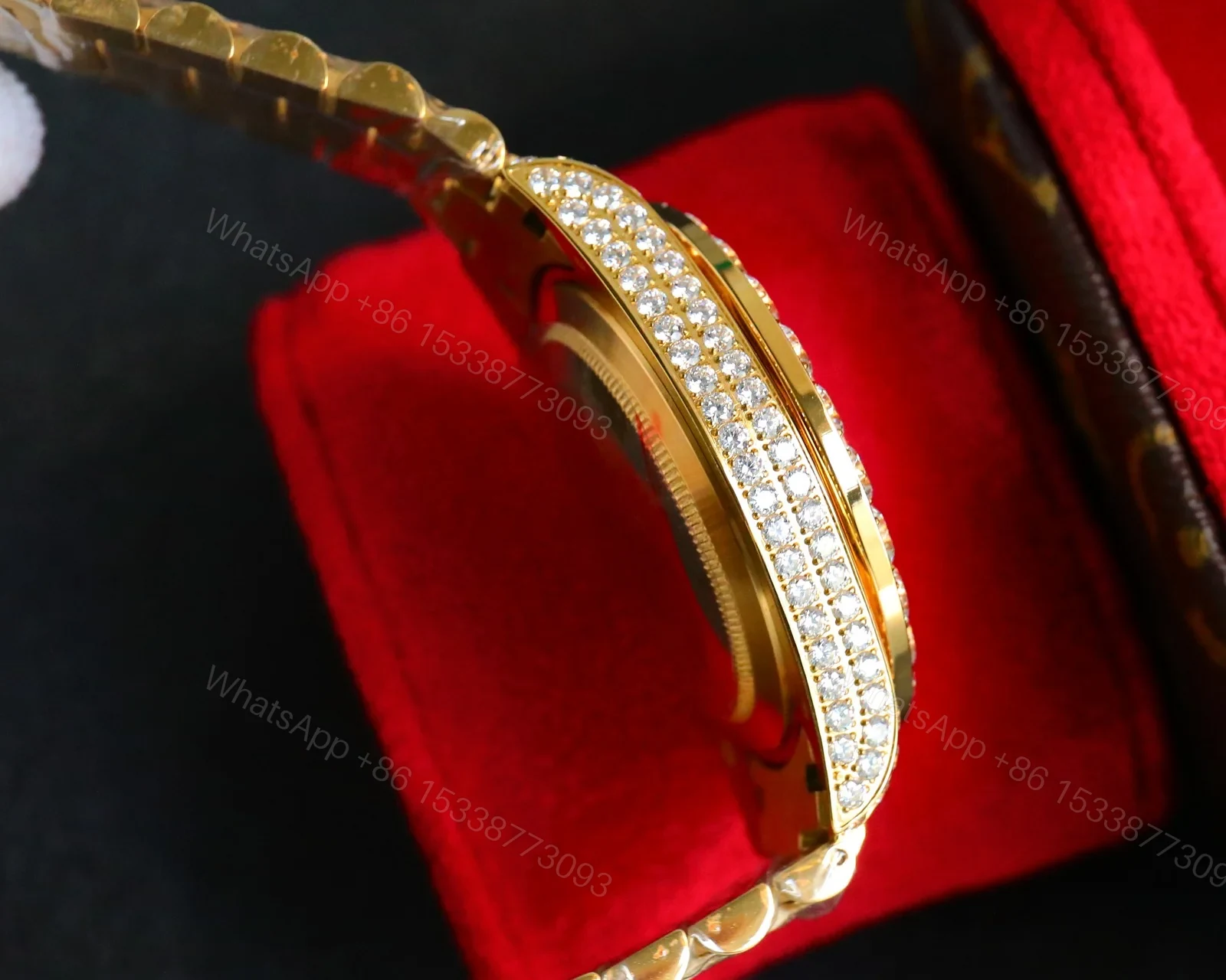 View 7 of Rolex Day-Date Gold Iced Replica 42MM Premium Full Gold Bracelet Diamond Dial Edition ROLEX-DD-GOLD-ICED-FULL-GOLD-DIA-42