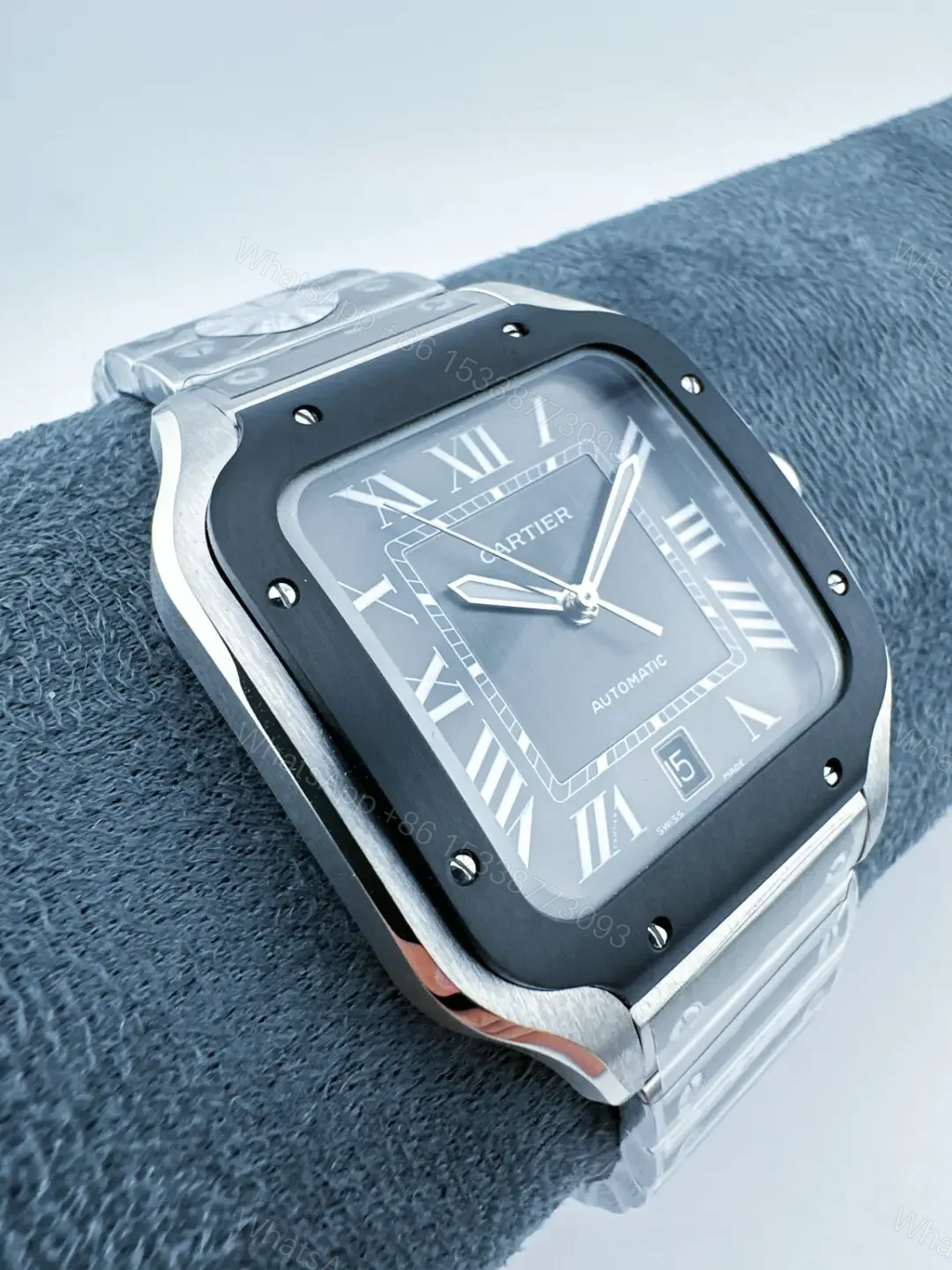 View 2 of Elegant cartier santos green dial replica 40MM WSSA0061