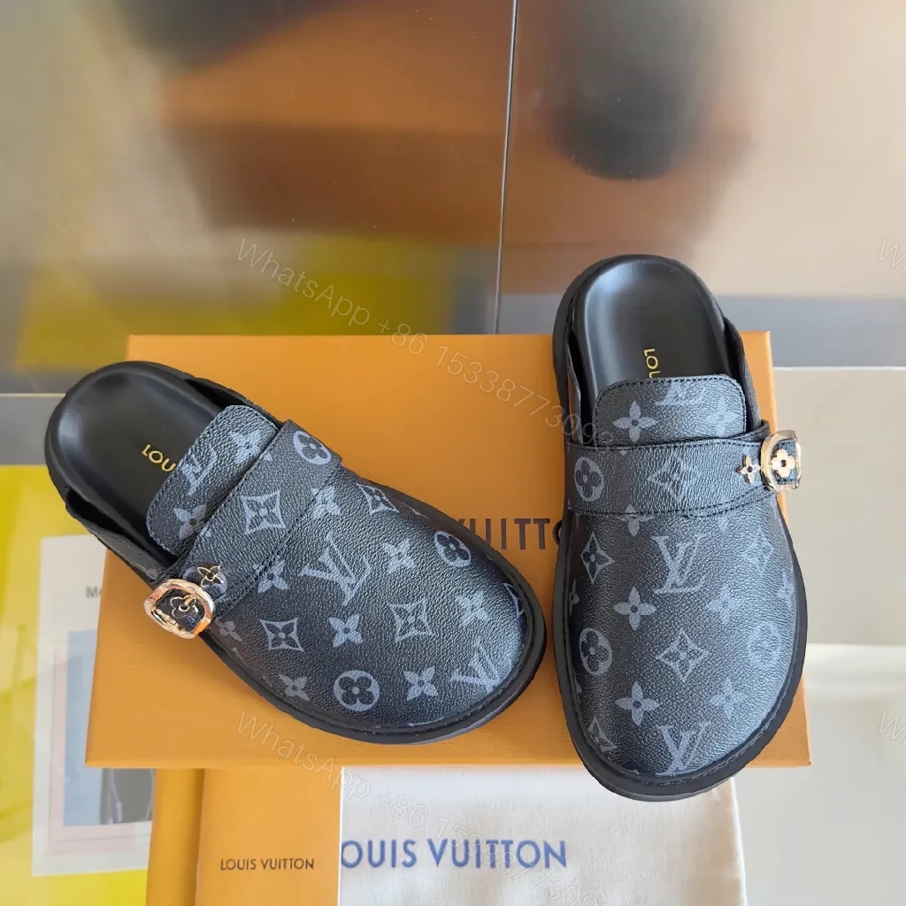 Dark Monogram Slip-Ons: Luxe, Versatile Comfort Shoes — view 1