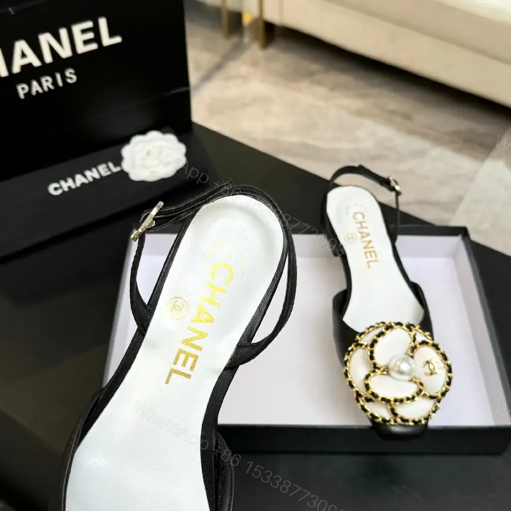 View 8 of Satin Slingback Pumps with Pearl Floral Ornaments