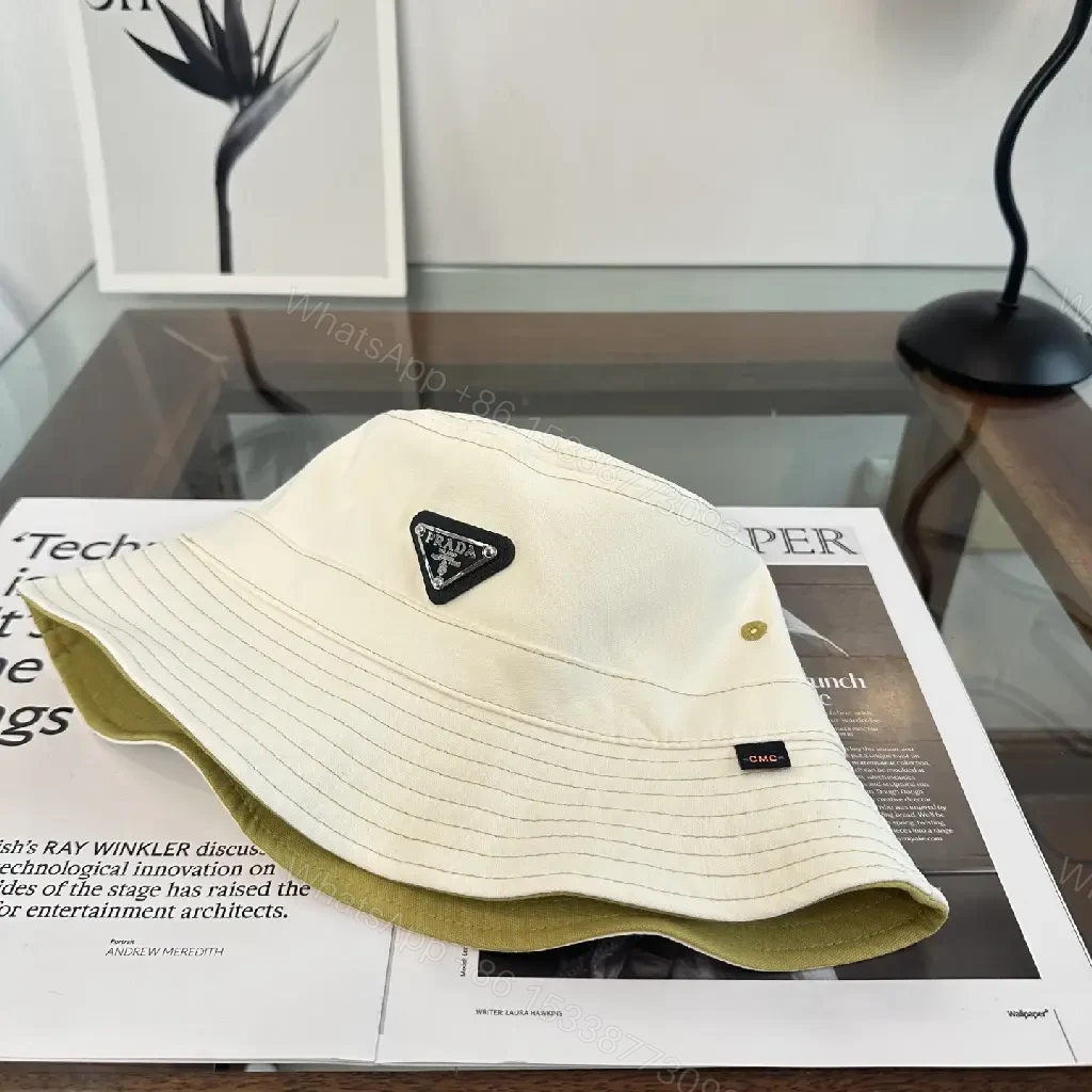 View 9 of White Bucket Hat Cotton Classic Stitch Brim, Minimal Logo Patch