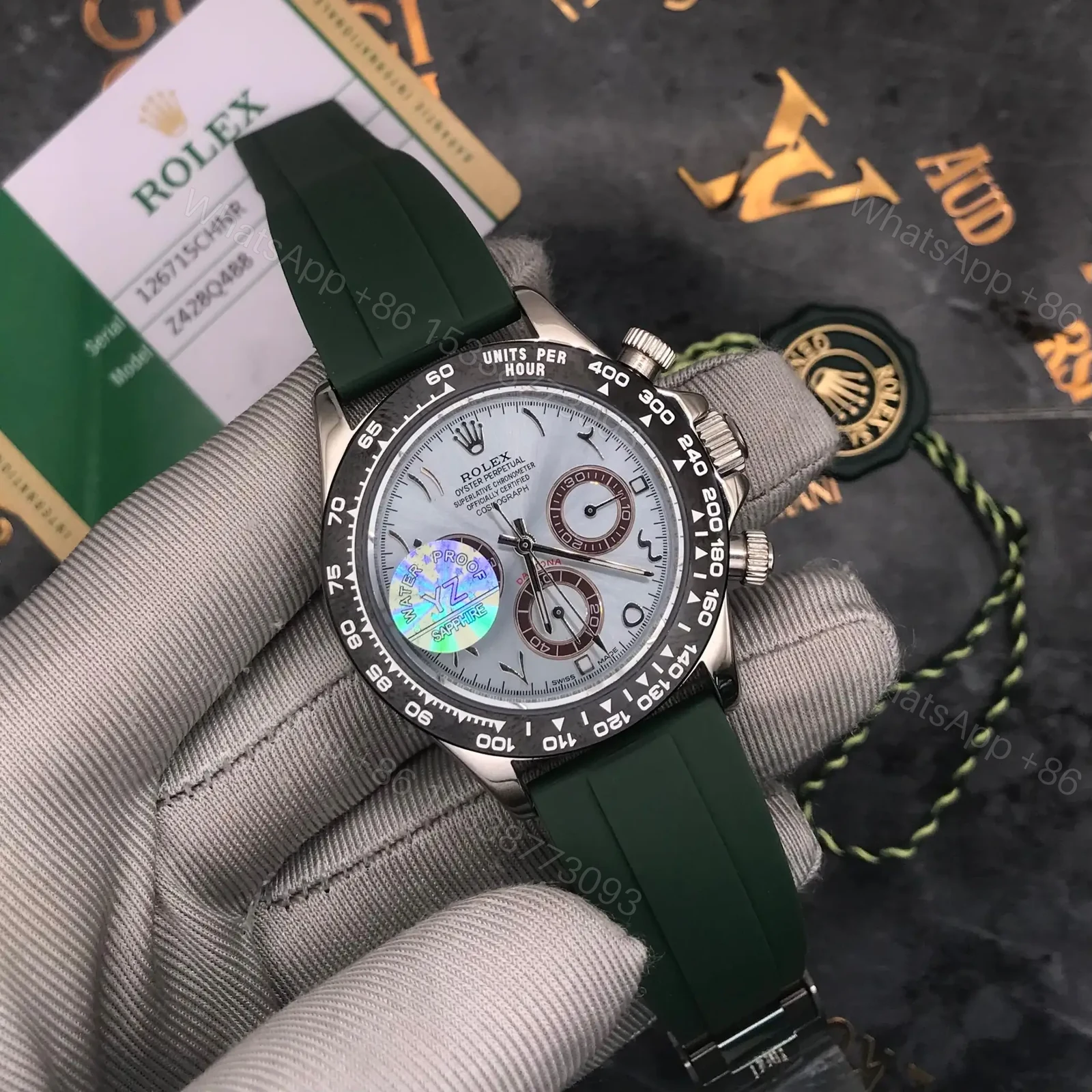Rolex Daytona Blue Rubber Strap Watch — view 1