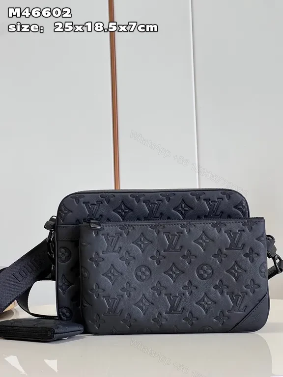 Navy Calfskin Monogram Crossbody: Compact Luxury Carry — view 1