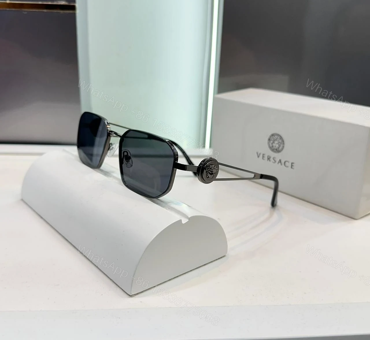 Versace Unisex Sunglasses Geometric Lens Dark Gradient — view 1