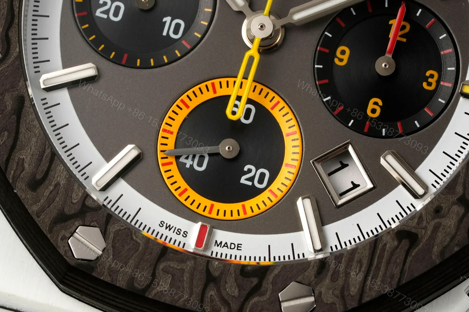 View 5 of AP Royal Oak Yellow Replica 42MM Premium Carbon Bezel White Case Yellow Strap Edition AP-RO-CB-WHT-YLW-42