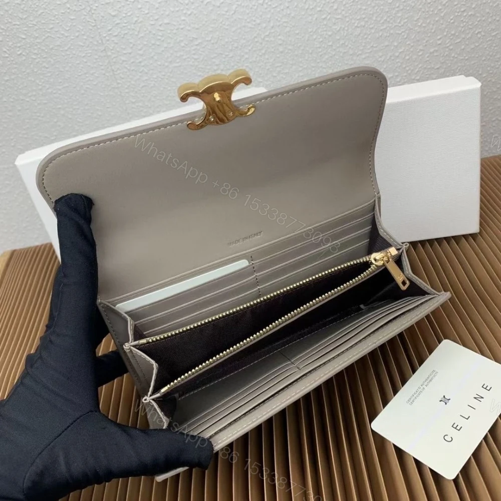 View 5 of CELINE LARGE WALLET TRIOMPHE IN SHINY PEBBLE 19CM 10E313DPV 10BL