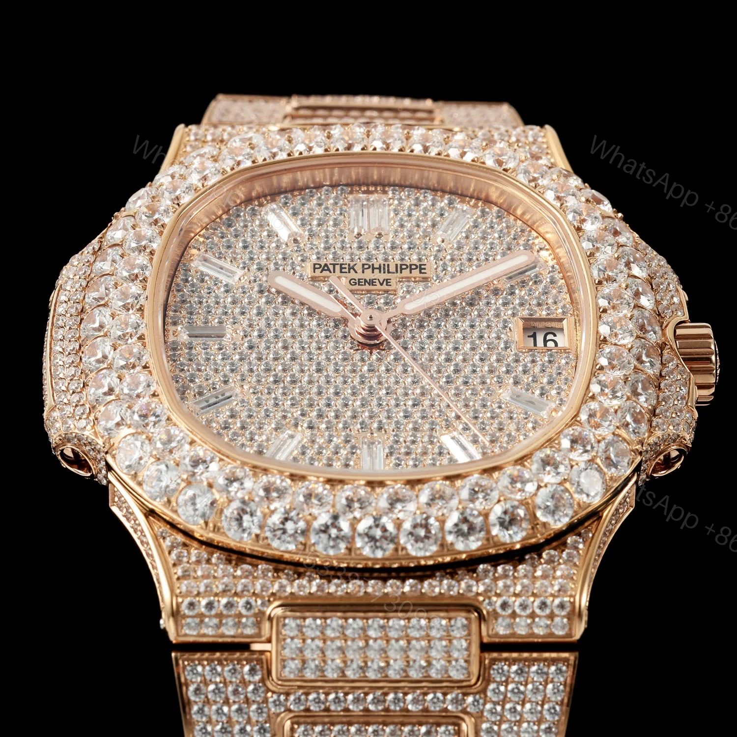 View 2 of Patek Philippe Nautilus 5711 Diamond Pavé Watch 40mm Full Diamond White Gold Style Edition AMG-PP-BD1-5711-2600-FD